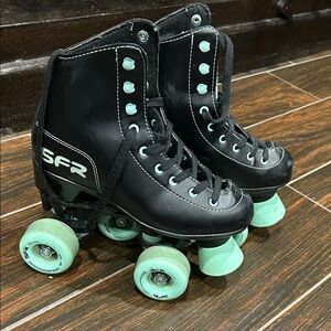 Black and Mint Kids Roller Skates